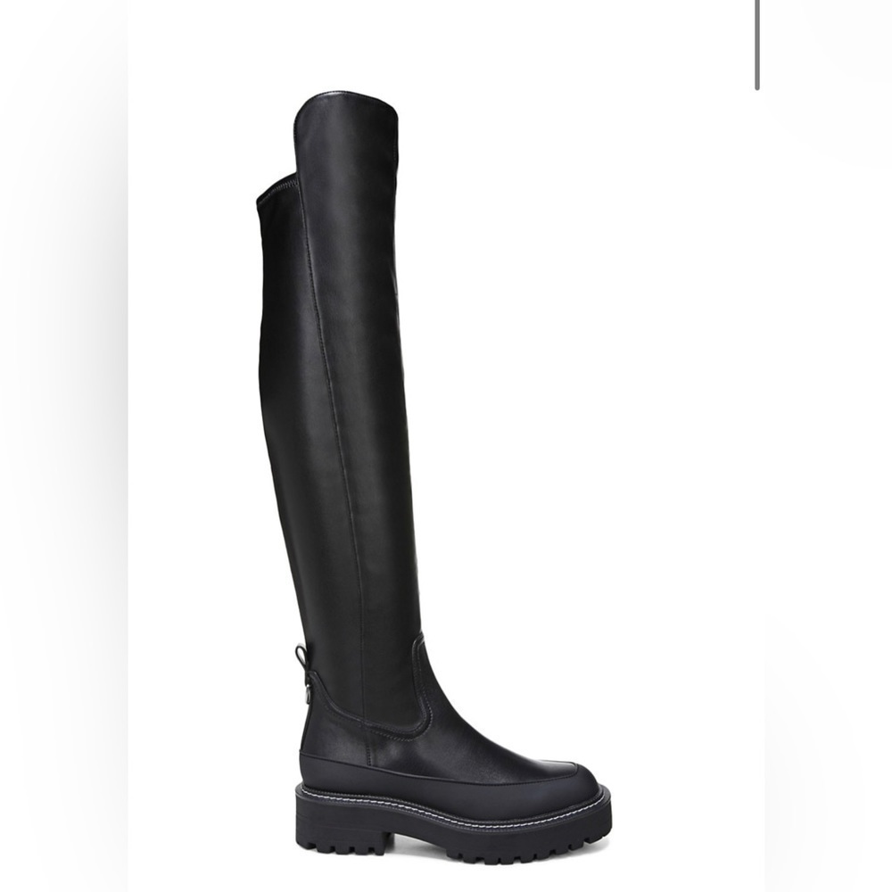 SAM EDELMAN LERUE OVER THE KNEE TALL FAUX LEATHER BOOTS BLACK 7.5 M NEW - Picture 5 of 9